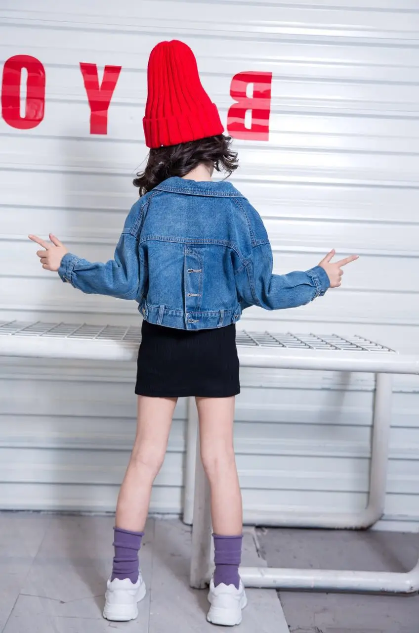 Платье с джинсовой курткой для девочек комплект одежды из 2 предметов