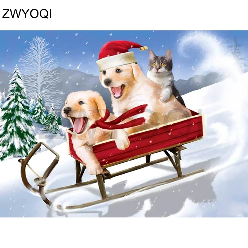 Полноразмерная Алмазная вышивка крестиком собака кот полноразмерная круглая