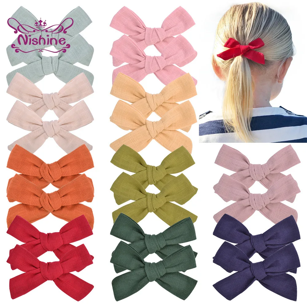 Nishine для новорожденных и маленьких девочек Хлопок Бант заколки волос твердые