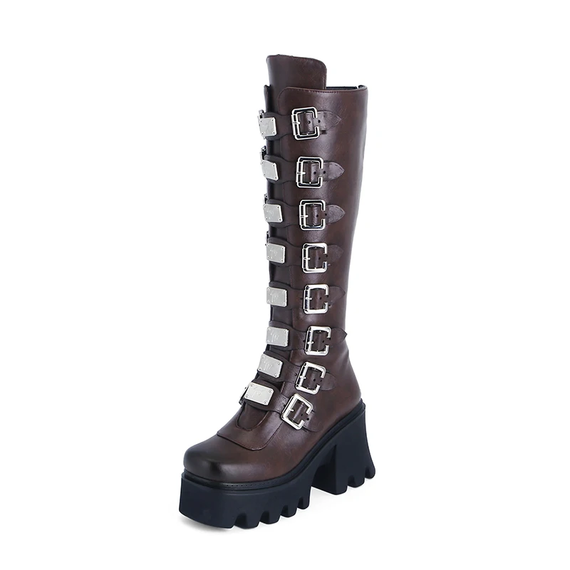 Женские высокие сапоги до колена на высоком каблуке женские осенне-зимние