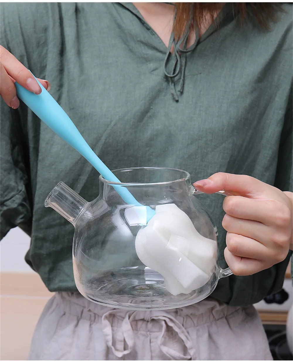 Щетка из губки для чистки бутылки кухонный инструмент щетки со съемной ручкой в