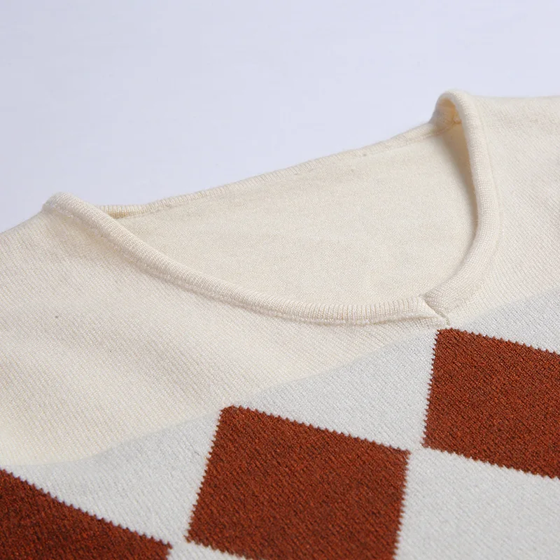 

2020 Spring New Block Sweater Teen Jacquard V-neck Pullover Men's Casual Men's Sweaters