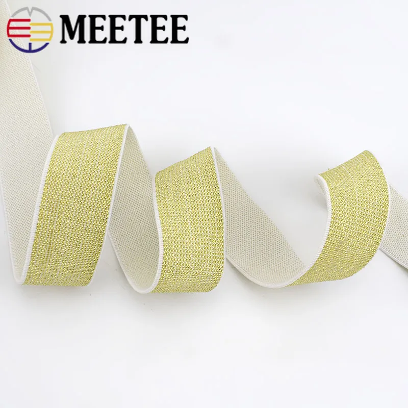 Meetee 5/10 метров 20 50 мм цвета: золотистый серебристый шелк Эластичная лента