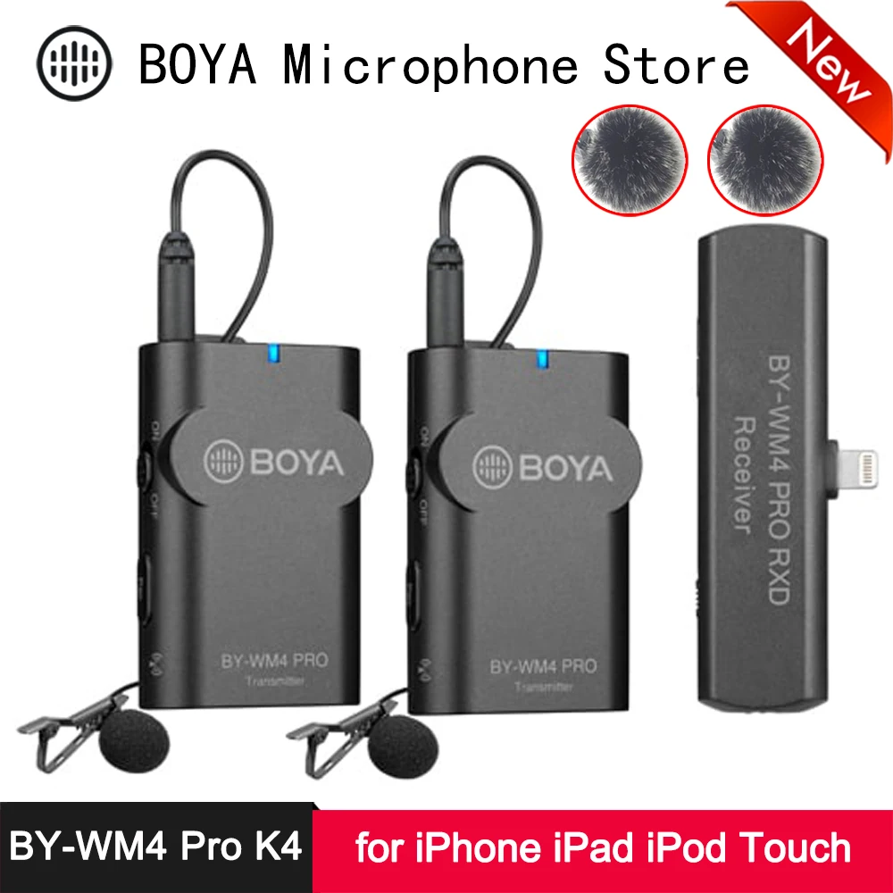 Беспроводной микрофон BOYA BY-WM4 Pro K4 Lighting для iPhone 11 Max Xs Xr 8 7 SE2 iPad iPod Touch IOS устройств
