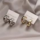 Серьги-кольца из металла женские, модные объемные круглые украшения для ушей под золото и серебро в минималистическом стиле с геометрическим дизайном, Свадебная и вечерняя бижутерия