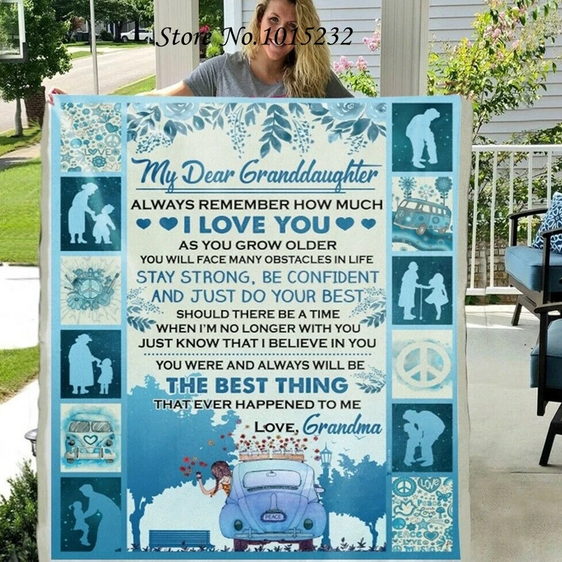 

Letter Blanket To My Grandgaughter 3D Printed Fleece Blanket for Beds Thick Quilt Fashion Throw Blanket From Love Grandma Gift