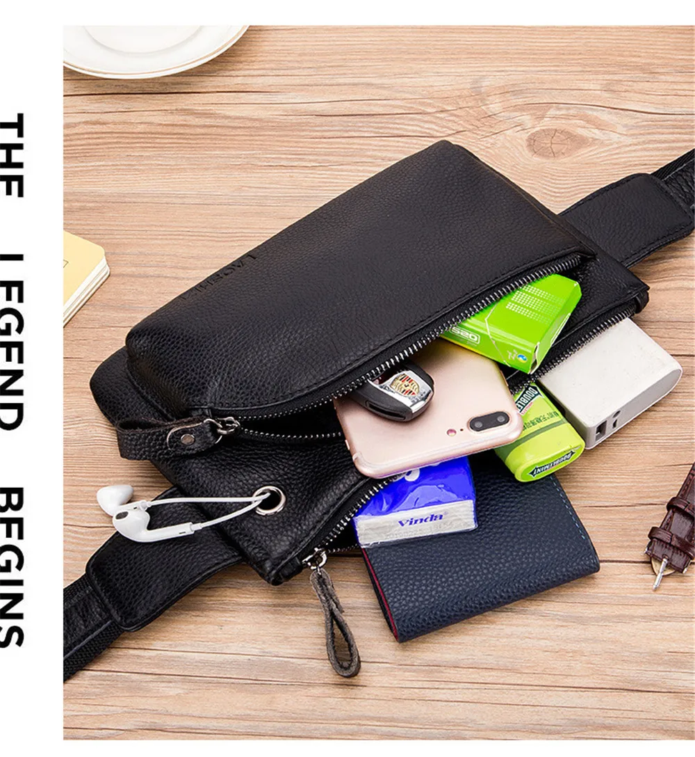 Genuine Leather Bags Belt Messenger Bag Men Small Waist Hip Bag for Man Waist Packs Pouch Men's Crossbody Bags 91126