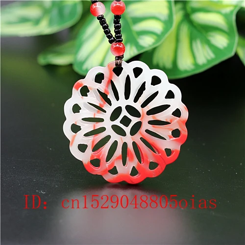 Ожерелье из натурального красного и белого нефрита подвеска в форме мельницы