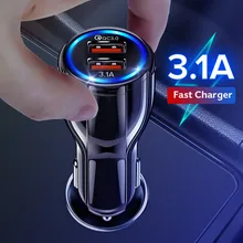 GETIHU 18 Вт 3.1A автомобильное зарядное устройство Quick Charge 3,0 Универсальный двойной USB быстрая зарядка QC для iPhone samsung Xiaomi Мобильный телефон в автомобиле