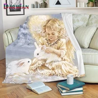 darmian fashion home textile soft bed blanket fluffy sofa couch nap angel print quilt blanket summer air condition quilt blanket