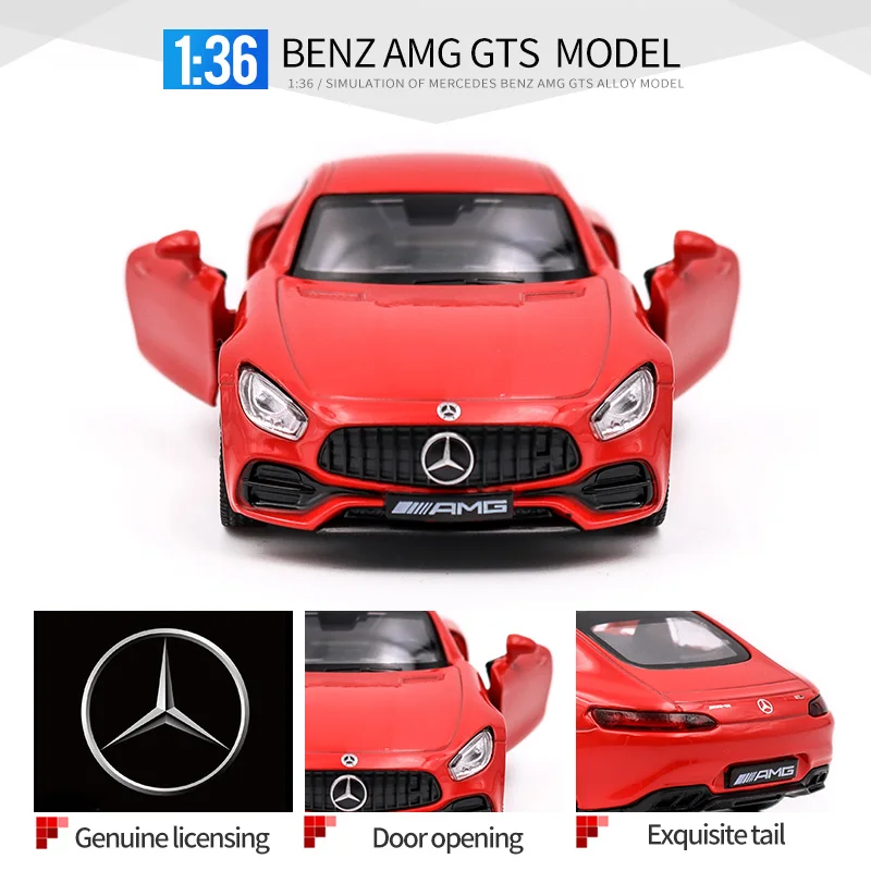 RMZ городской лицензированный литой автомобиль модель 1:36 AMG GTS SupercarToy транспортные