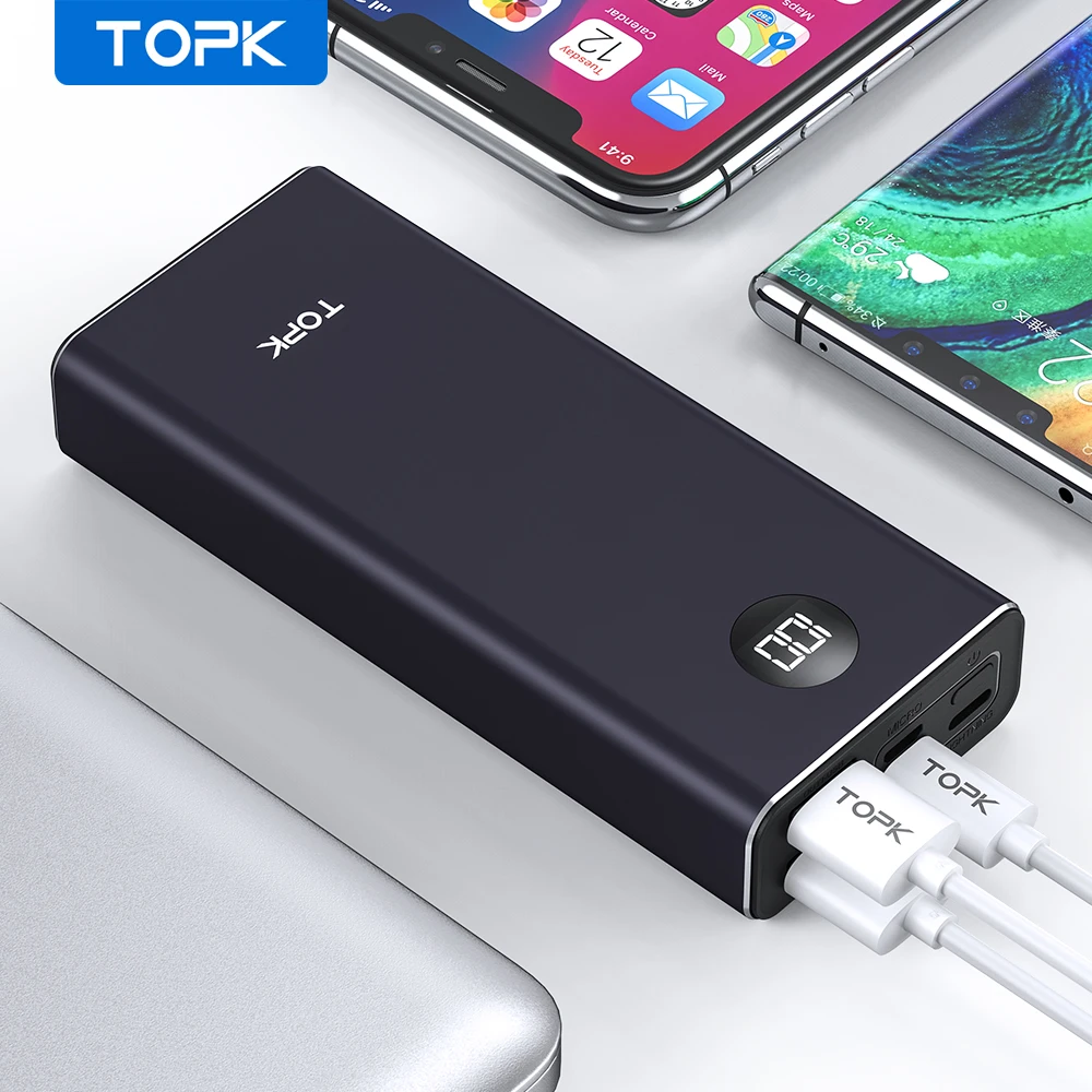 TOPK светодиодный портативный внешний аккумулятор 10000 мАч с usb зарядкой Внешнее