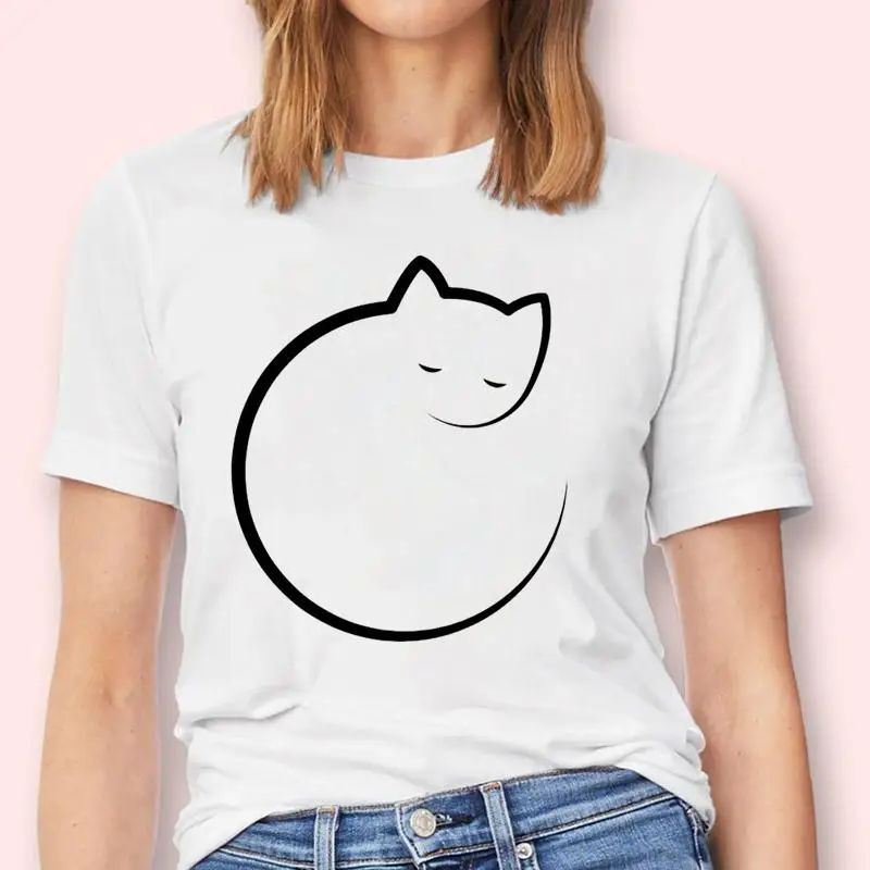 

Женская футболка в стиле 90-х с принтом в виде кошки, животного