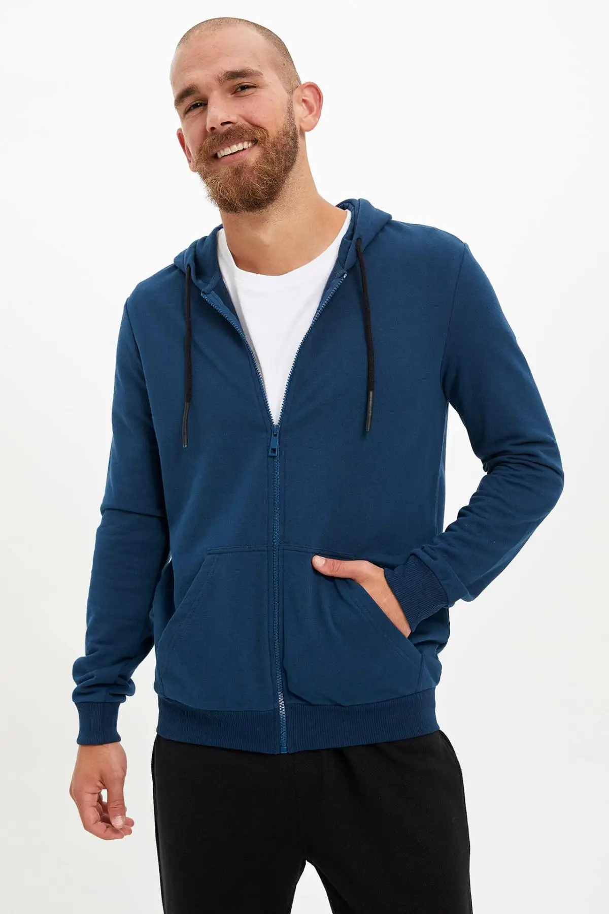 DeFacto Мужская мода молния чистый цвет толстовки куртка мужская повседневная