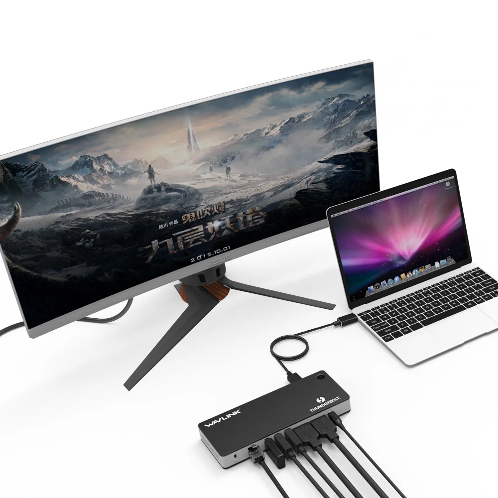 Wavlink Thunderbolt 3 USB-C док-станция двойной 4 k@ 60 Гц видео дисплей 60 Вт USB-C питания для MacBook pro Intel сертифицировано