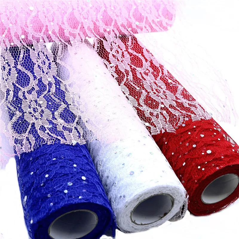 Кружевная лазерная ткань с блестками 30 см х 10 ярдов для поделок детского душа