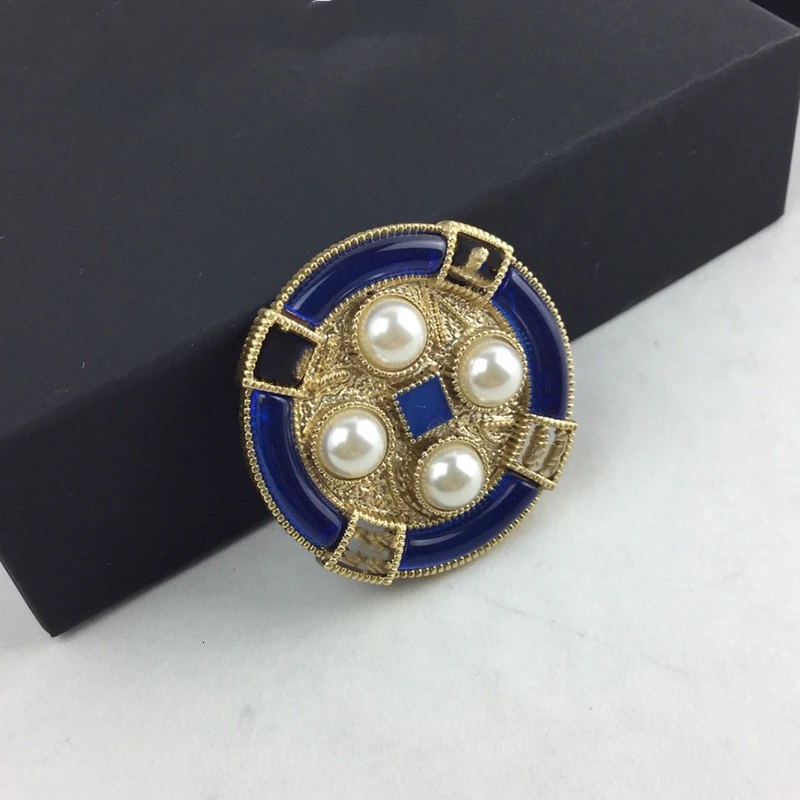 Hot Brand Fashion Jewelry For Women Blue Badge Brooches Party Sweater Brooche Signature C Name Stamp Navy Lifebuoy Brooches