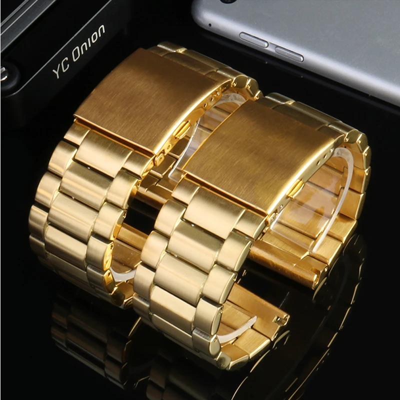 gold color Stainless steel watchband 22mm 24mm 26mm 28mm men's solid metal bracelet for diesel DZ7333 DZ4344 watches band