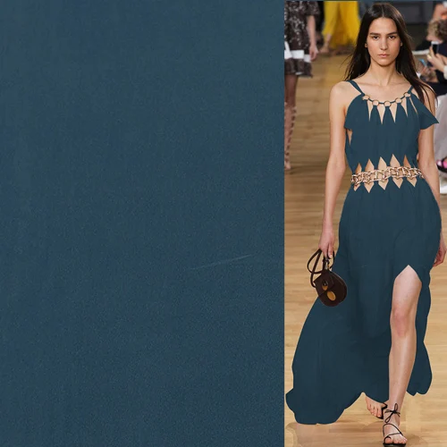 Navy blue pure silk crepe de chine fabric with sand wash process SCDC1090 | Дом и сад