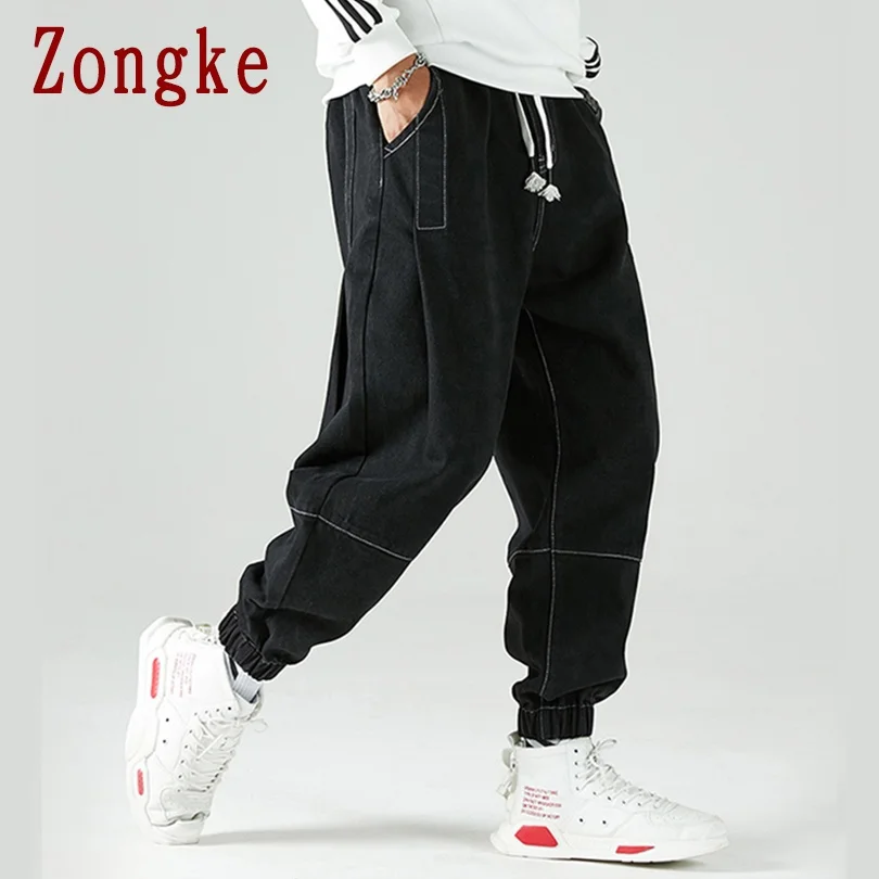 

Zongke Blue Baggy Jeans Men Clothing Black Denim Trousers Men Jeans Baggy M-4XL 2021 Autumn New Arrivals