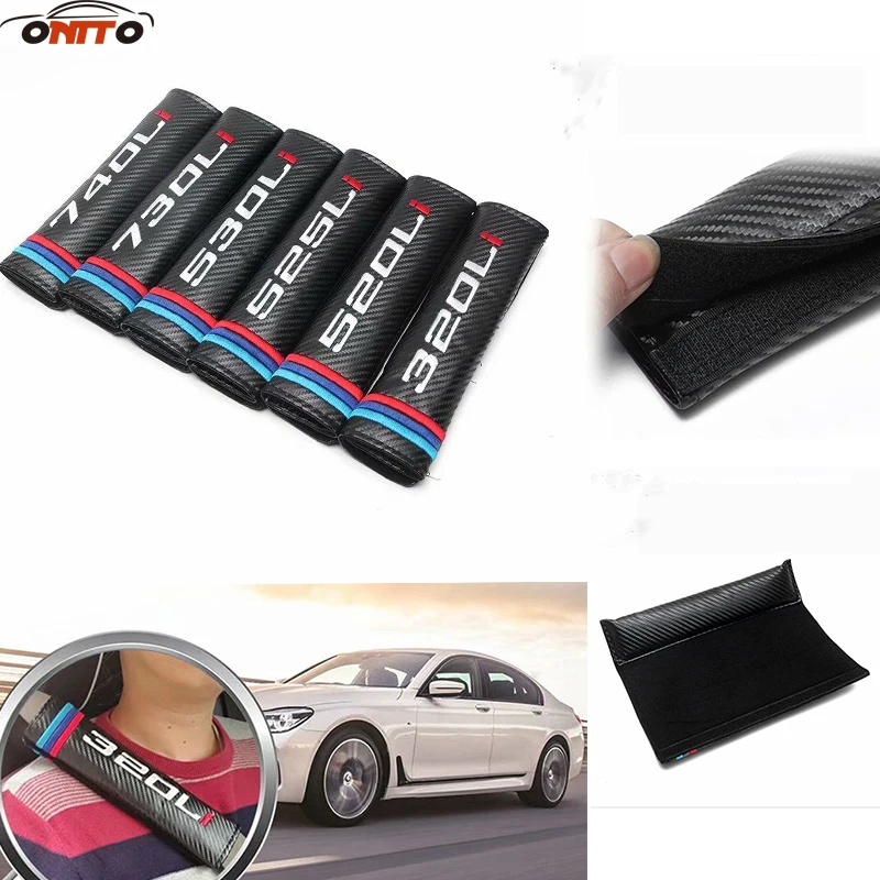 

Auto Accessories 2pcs for 740Li 730Li 525Li 520Li 320Li Car Carbon Fiber Seat Safety Belt Cover Belts Padding Covers