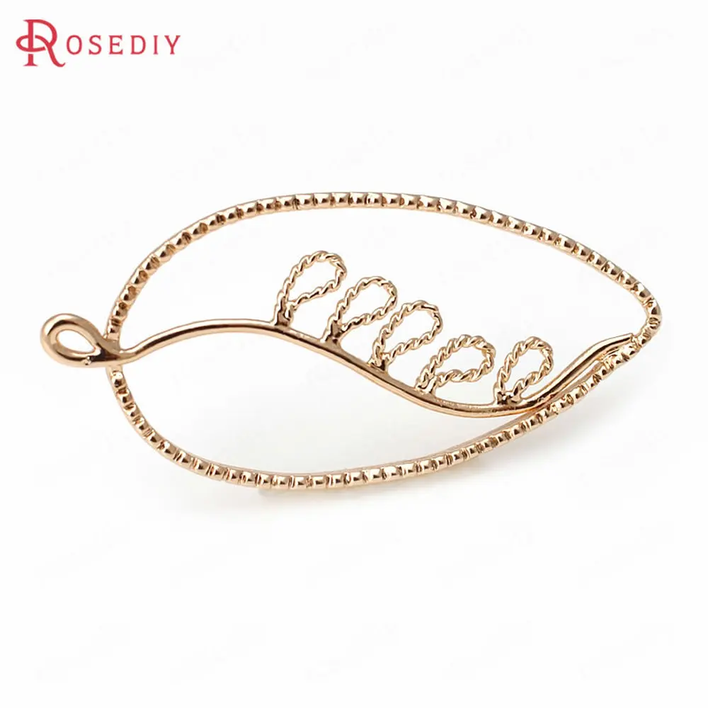 

(D322)6 pieces 39x18mm 24K Champagne Gold Color Plated Brass Tree Leaf Leaves Charms Pendants High Quality Jewelry Accessories