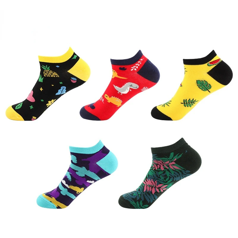 

Men Socks Korea Trend Harajuku Casual Personality Cotton unisex Cartoon Patchwork Shallow Summer Thin Invisible Boat Sock Women