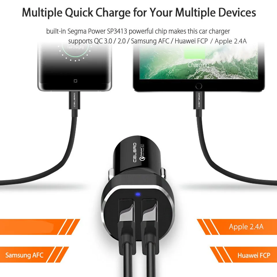Автомобильное зарядное устройство Quick Charge 3,0 для мобильного телефона, двойное автомобильное зарядное устройство Usb Qc 3,0 2,0, адаптер быстрой зарядки, 2 порта, Usb зарядное устройство QC3.0