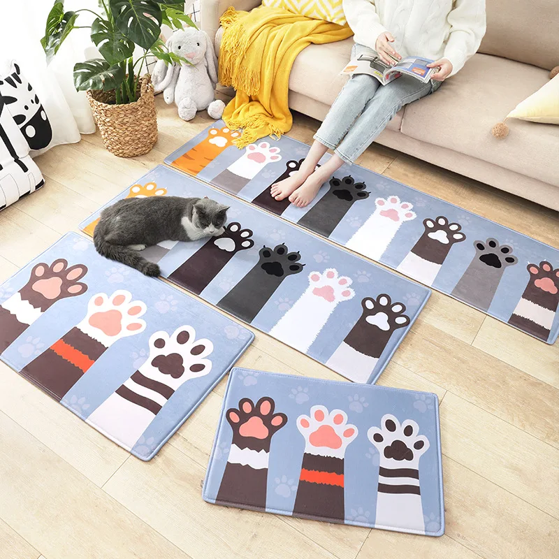 

cute flannel cartoon cat's door mat Household bathroom door suction pad bedroom kitchen mat children's room decorative carpet