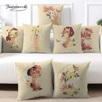 fuwatacchi cute cartoon girl printed cushion cover fairy tale world decorative pillowcase new for home sofa pillow case 45x45cm