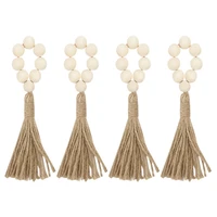4pcs wooden beads garland with tassels wall hanging pendant napkin ring ornaments kids room decornursery tent props