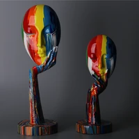 modern creative painted colorful abstract mask decoration home wine cabinet office decoration desktop decoration crafts