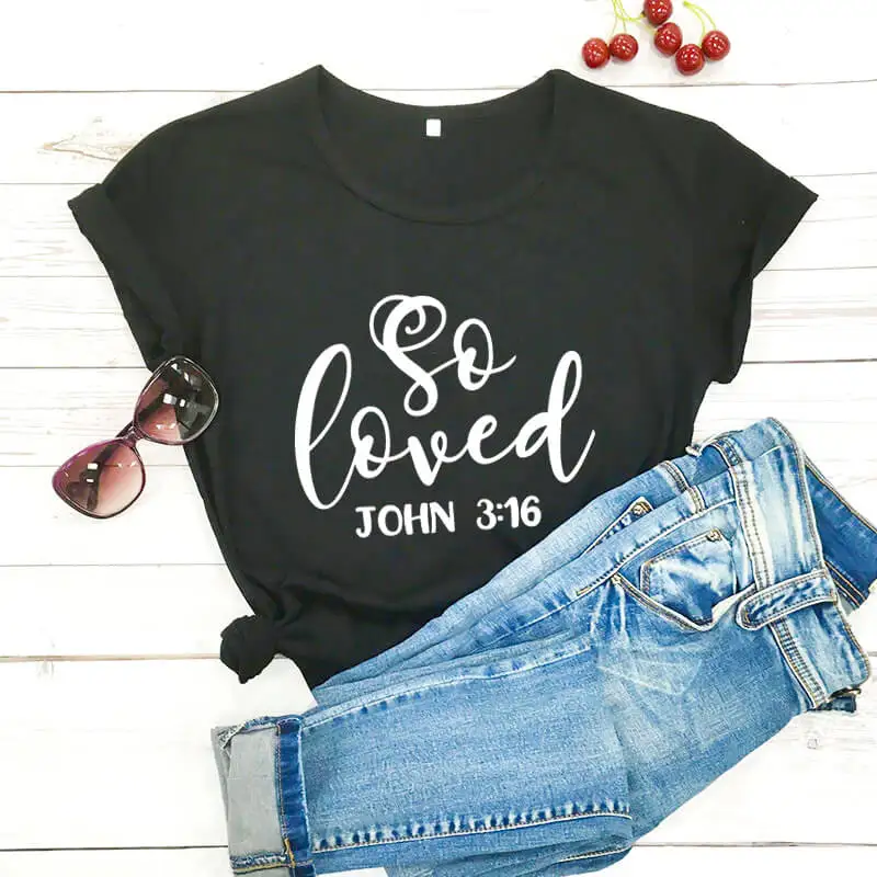 Футболка с надписью So Love John 3:16 футболка Christian Новое поступление забавная из 100%