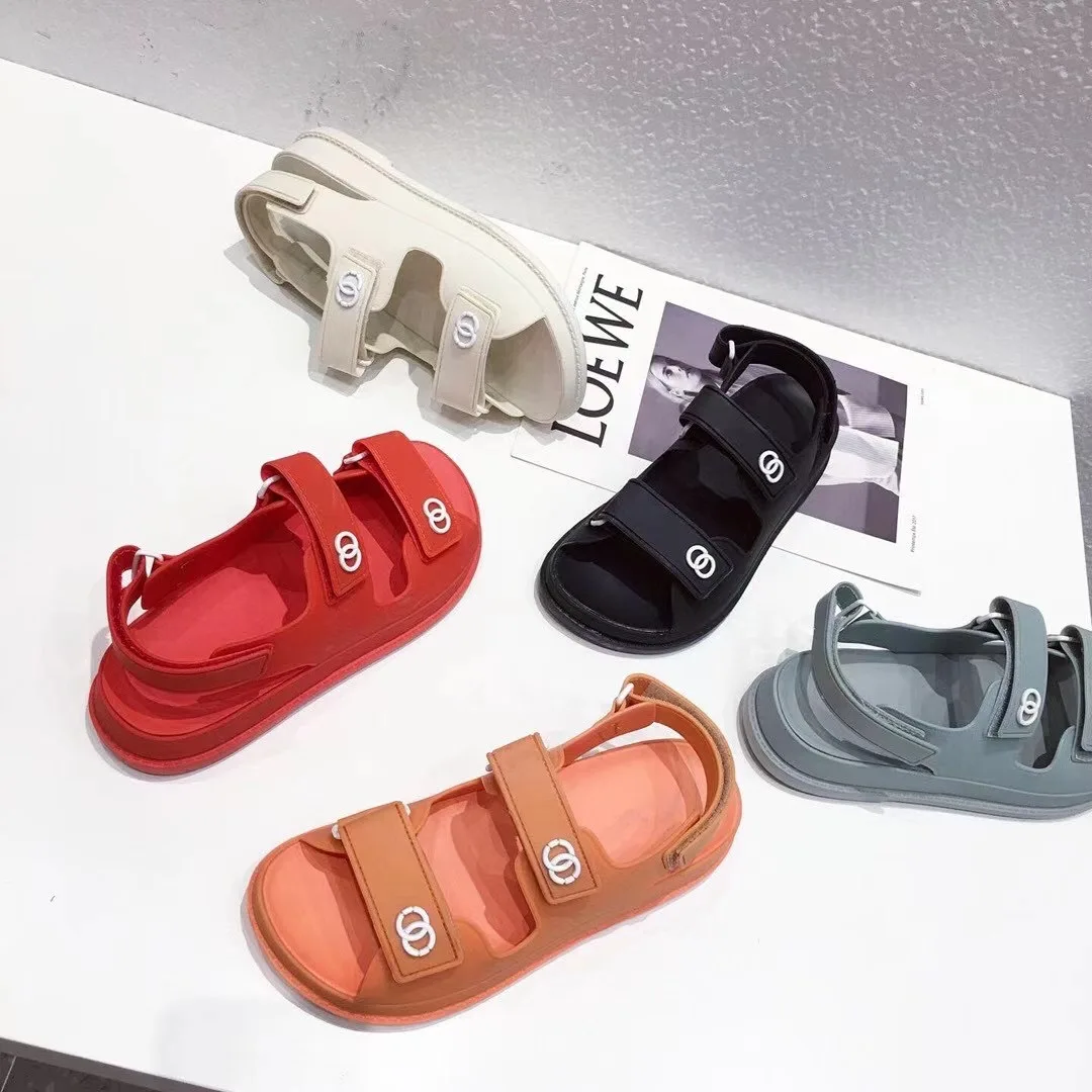 

DXFAN Hook&Loop Slingback Platform Designer Dad Sandals Women 2021 Summer Beach Buckle Strap Soft Chunky Heel Sports Shoes Women