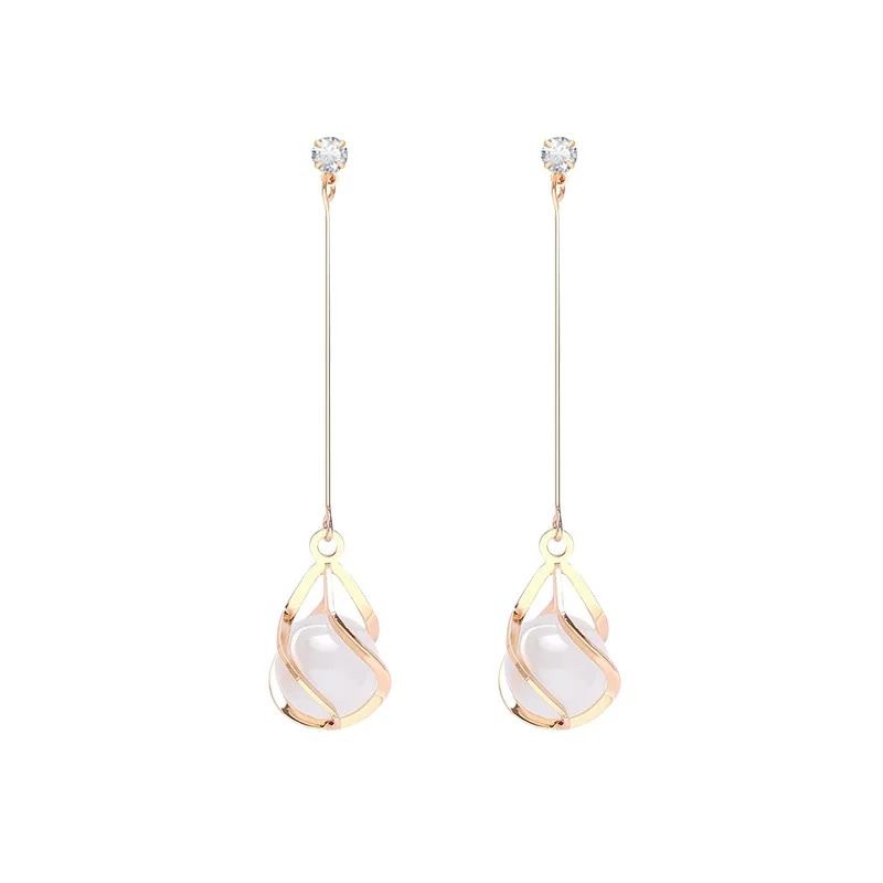 Женские серьги с розовым камнем и кристаллами в Корейском стиле модные милые