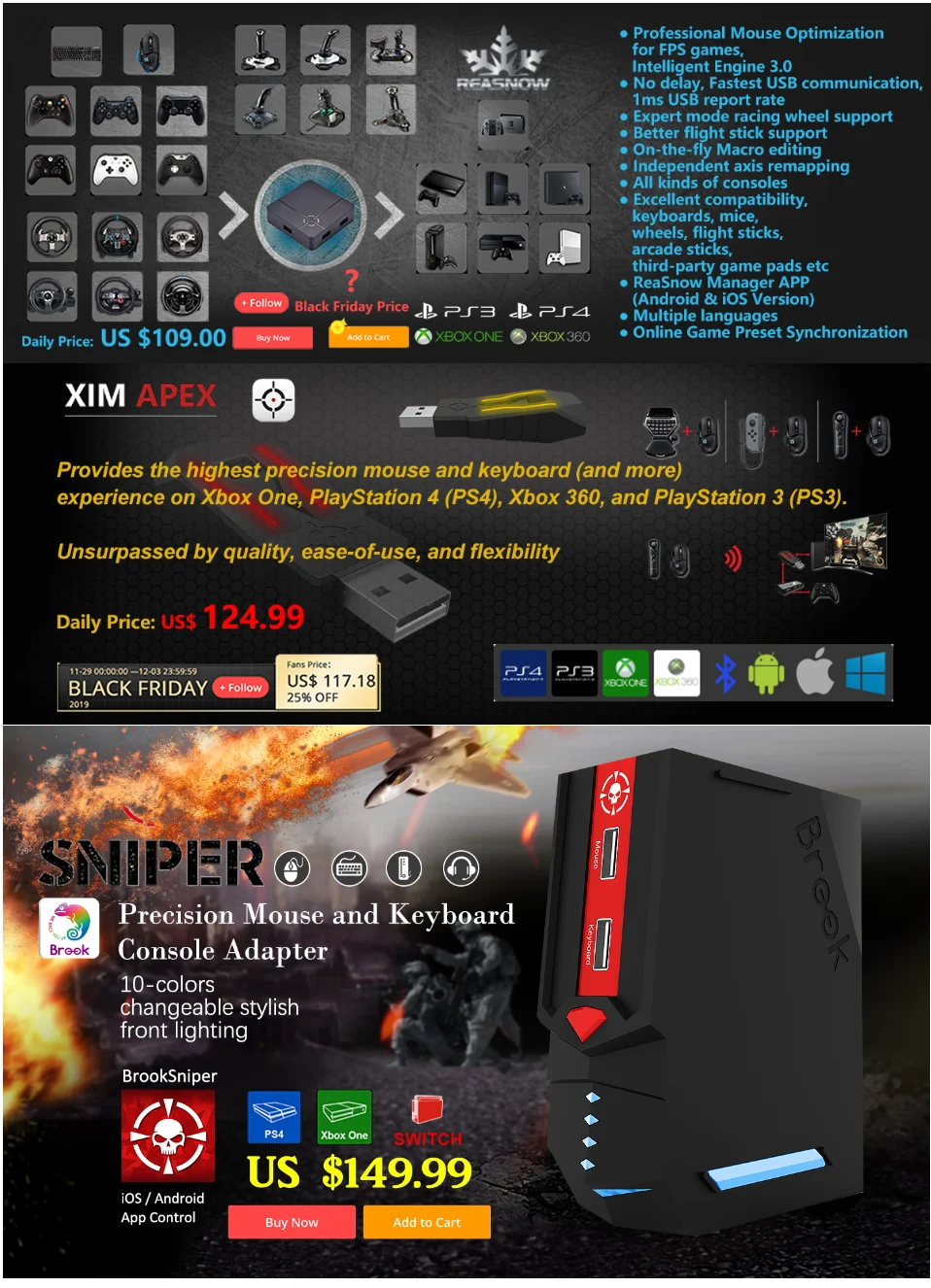 Honcam для FPS Trigger Stop and Grip Cover для playstation 4 контроллер для ps4 аксессуары