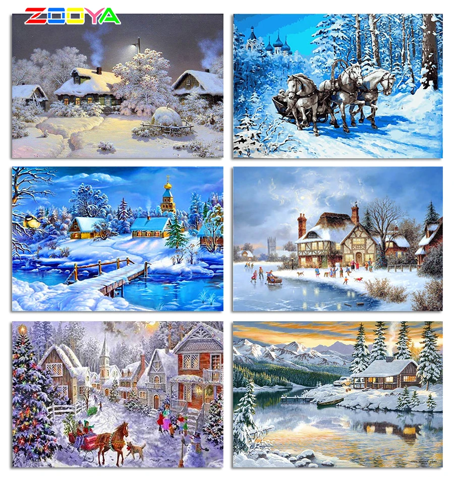 ZOOYA рукоделие Алмазная картина красивый снежный зимний пейзаж вышивка все стразы