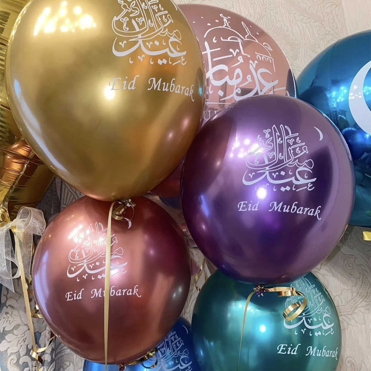 

Латексные воздушные шары в стиле ИД Мубарак, 10 шт., украшение для Рамадана, Мубарак, Мусульманский Исламский фестиваль украшения для вечерин...
