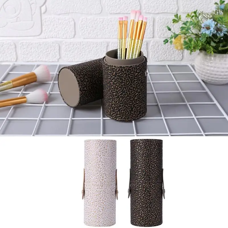 Модный чехол из искусственной кожи для путешествий держатель кистей макияжа