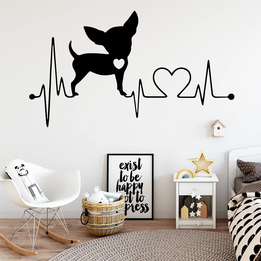 

Cartoon Style Heartbeat Dog Vinyl Decals Wall Stickers For Children's Room Decoration Adesivo De Parede Wallspaper