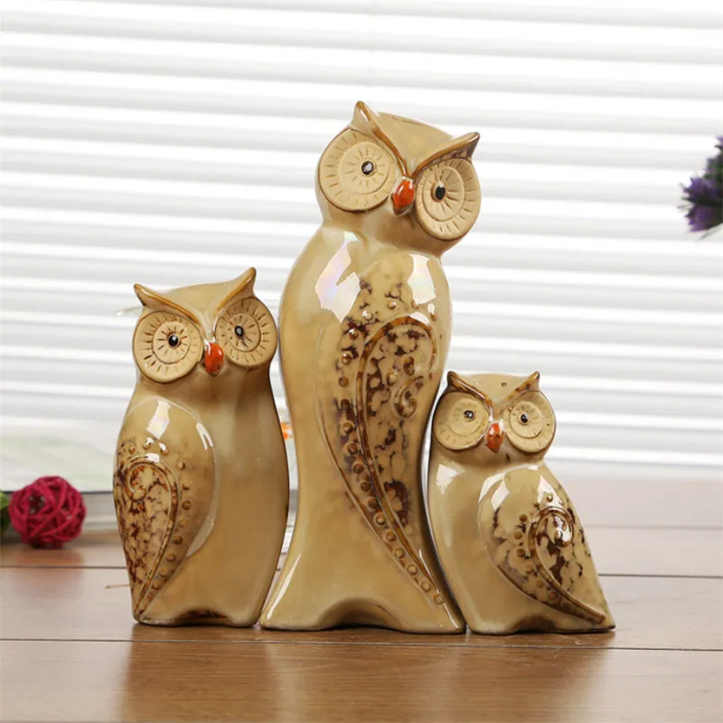 3 шт./компл. семейные фигурки совы миниатюрные красивые узоры креативные животные