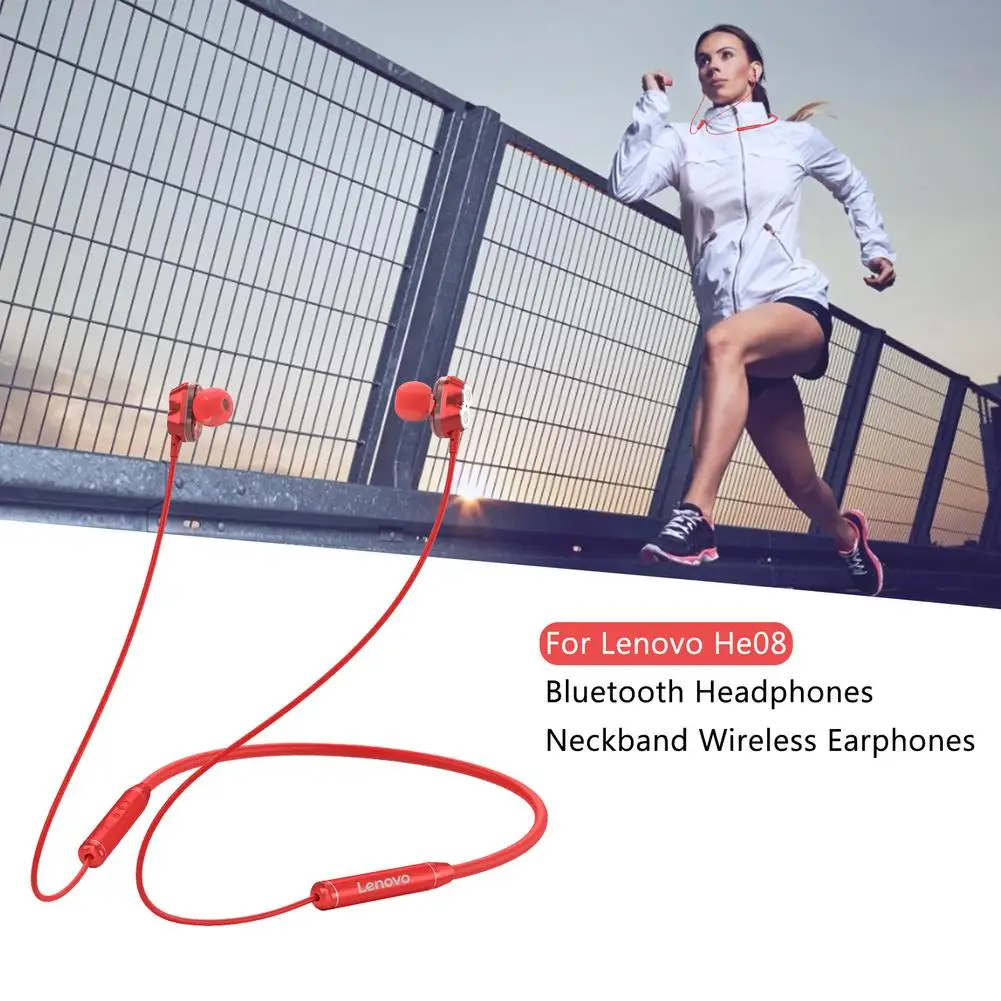 

New Original For Lenovo HE08 HIFI Stereo Earphone 4 Speakers Dual Dynamic Wireless Headset Bluetooth 5.0 Neckband Sports Running