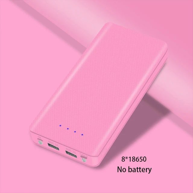 Pink No Battery Micro type C usb порты DIY Внешний Аккумулятор Чехол 18650 батарея светодиодный светильник зарядка цифровой дисплей внешний аккумулятор комплект частей Внешнее зарядное устройство - Цвет: Pink No Battery