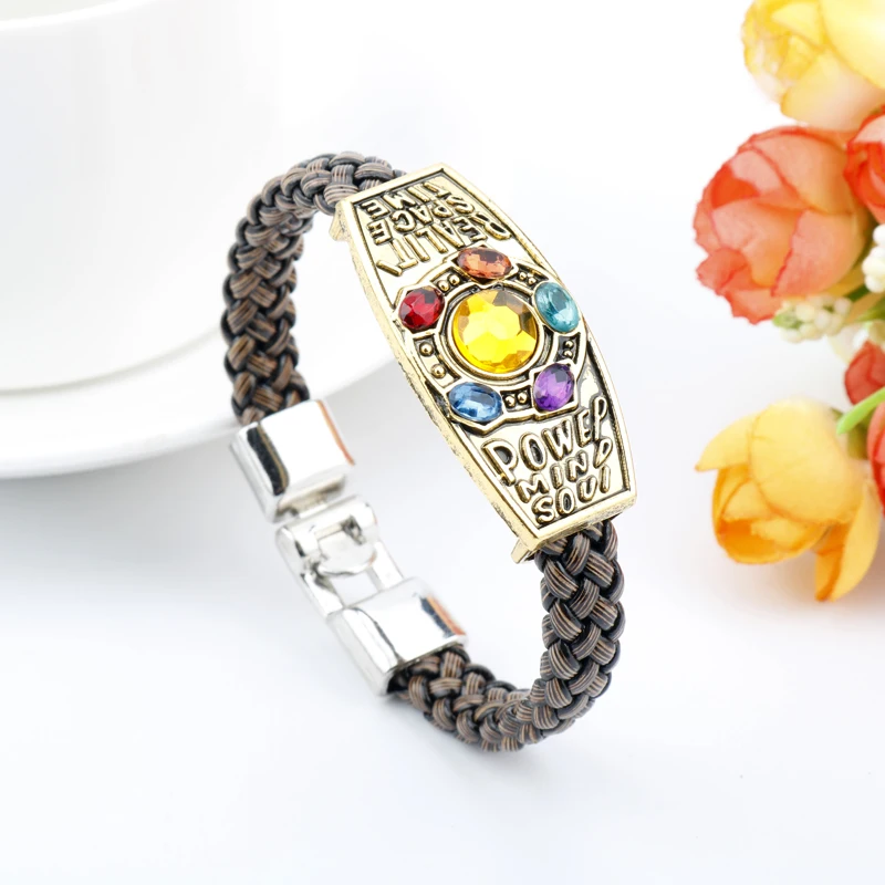 Месть браслет с драгоценным камнем мощный мужской кожаный хрустальные Браслеты