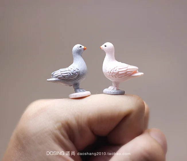 

Миниатюрные маленькие животные, птицы, белый голубь, серый Голуб, фотоэлемент, украшение, фигурка, модели игрушек