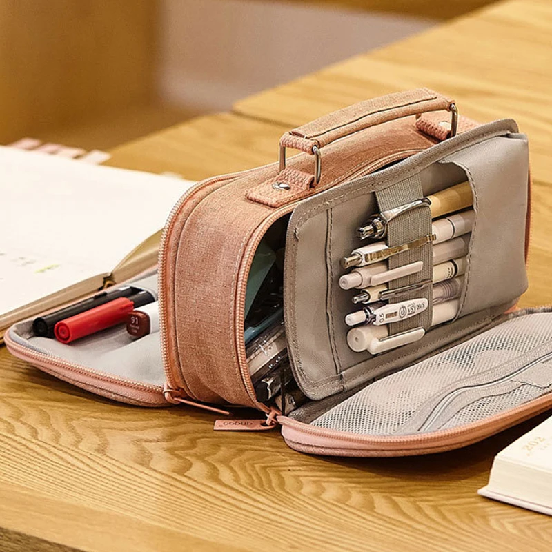 Двухслойный холщовый чехол для карандашей большой вместимости Kawai детские