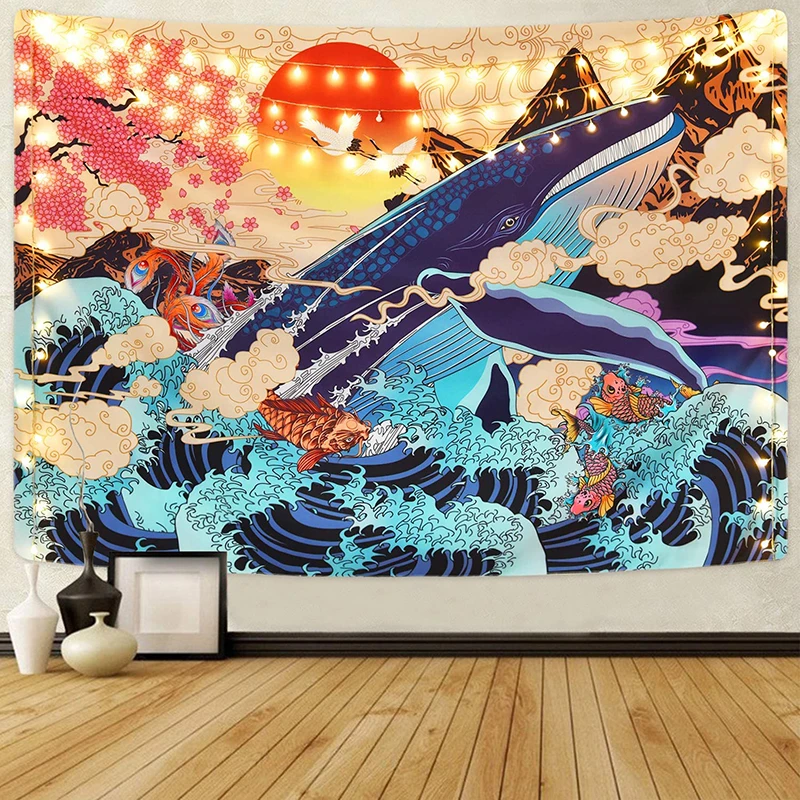 kanagawa tapestry wall hanging japanese mount fuji wall tapestry ocean wave wall carpet home decor wall rug custom large blanket free global shipping