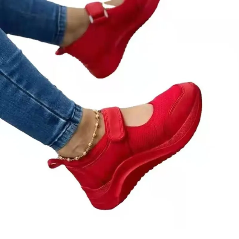 

2021 Women Fashion Vulcanized Sneakers Platform Solid Color Flats Ladies Shoes Casual Breathable Wedges Ladies Walking Sneakers