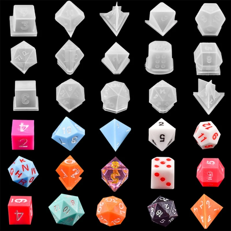 

15 Shapes Irregular Dice Epoxy Resin Mold DIY Crafts Casting Tools Multi-spec Digital Game Silicone Mould E56F