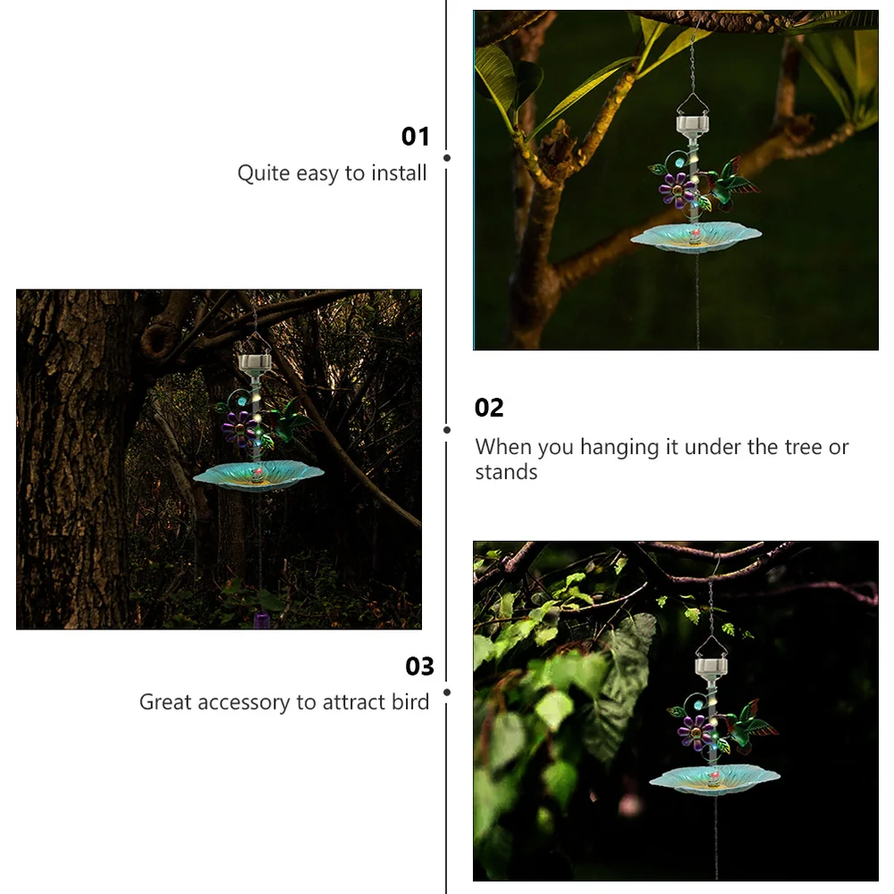 

Hanging Bird Feeder Art Craft Solar Light Parrot Feeder Ornament Decor